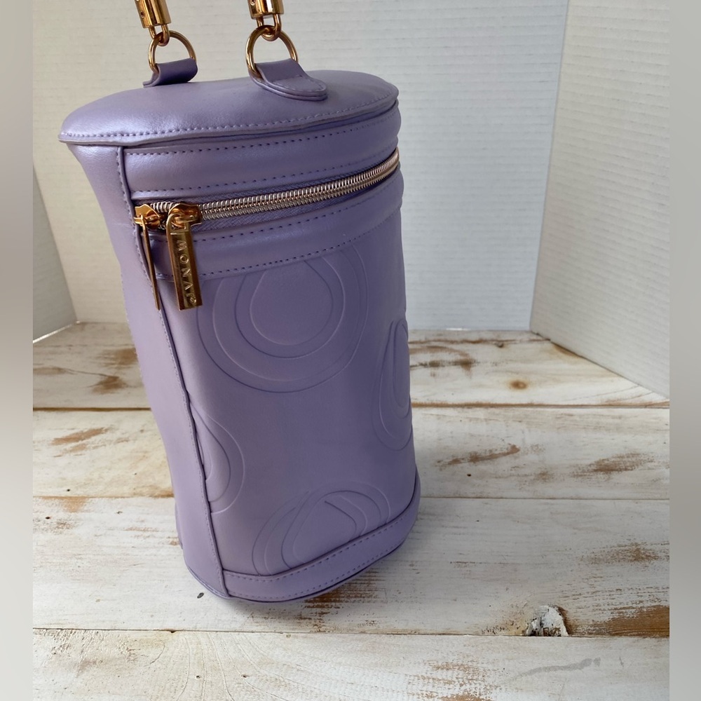 MONAT lavender cosmetics bag travel toiletries makeup purple NWOT cylindrical - Picture 2 of 15
